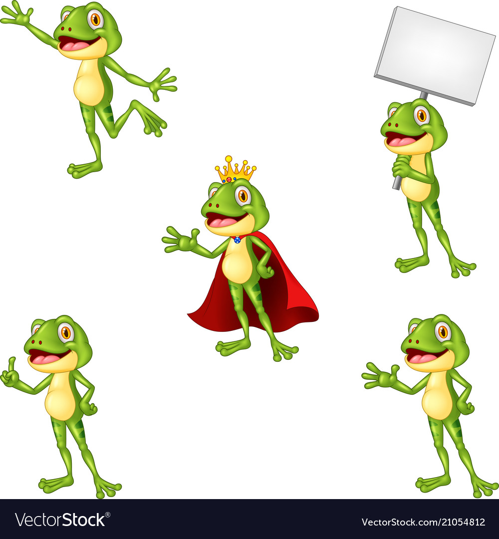 Cartoon frog collection set Royalty Free Vector Image