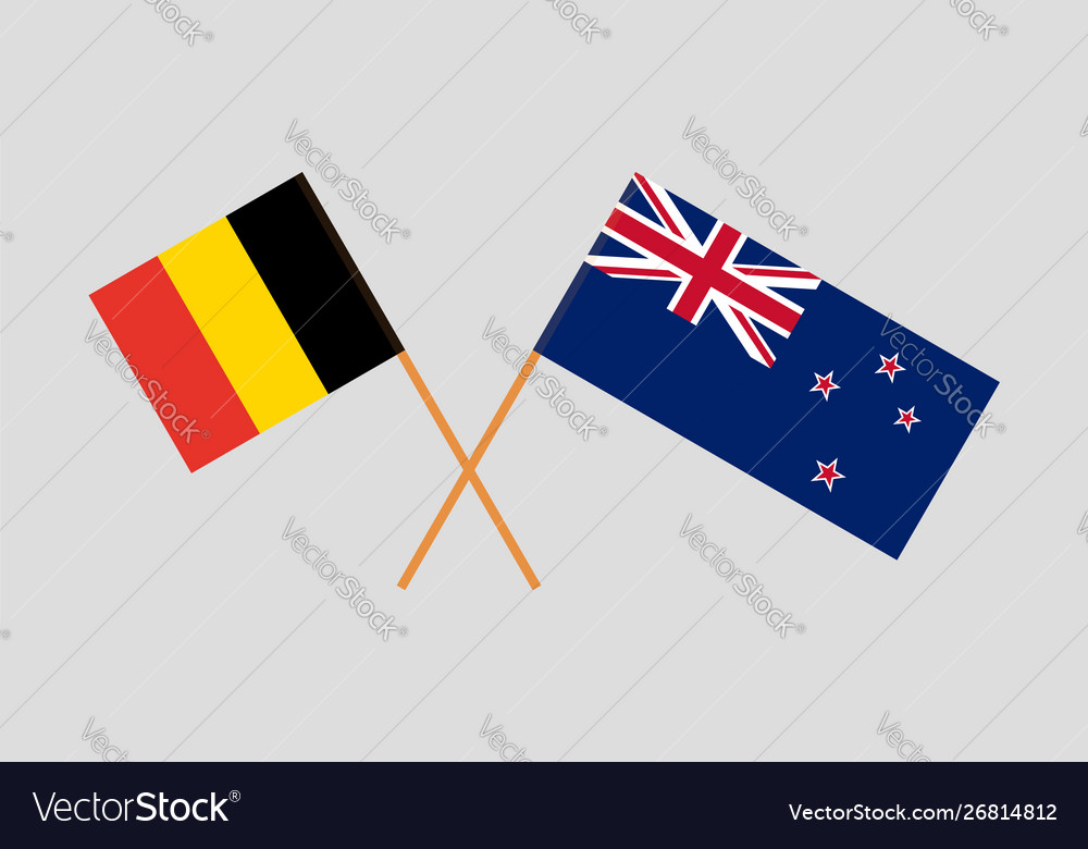 Überquerte neue zealand und belgian flags