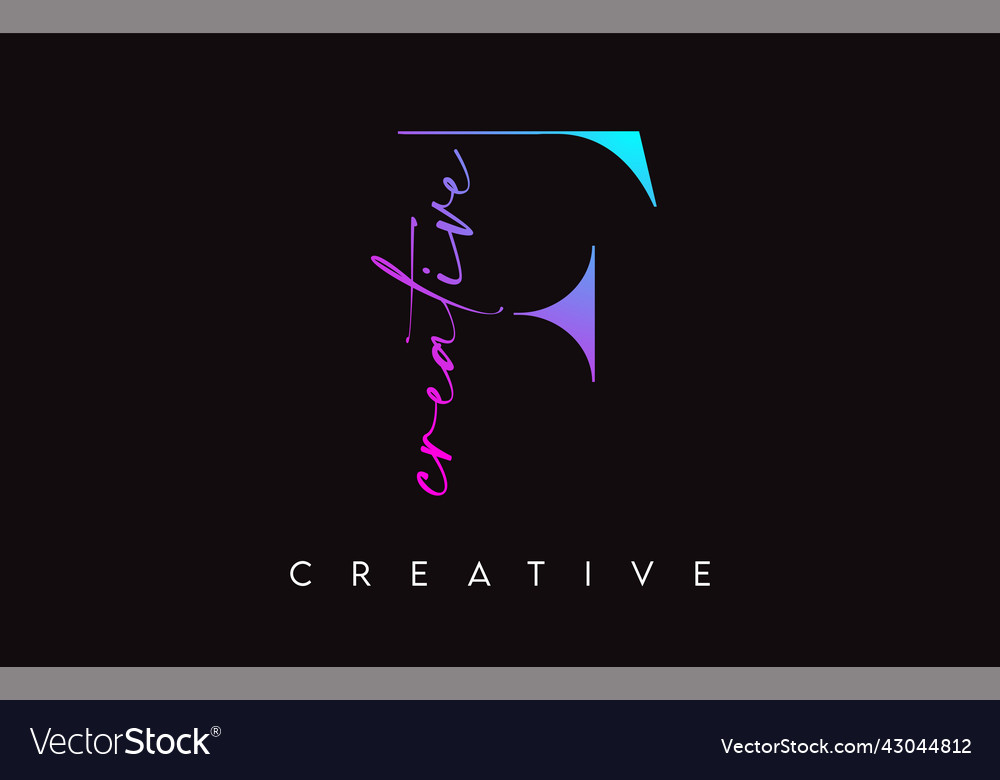 F letter design with creative cut and serif font Vector Image