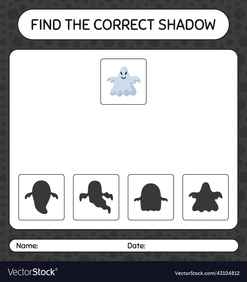 Find the correct shadows game with ghost vector image Find the correct shadows game with ghost