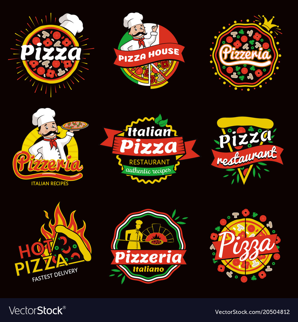 Italian pizza restaurant promotional emblems set Vector Image