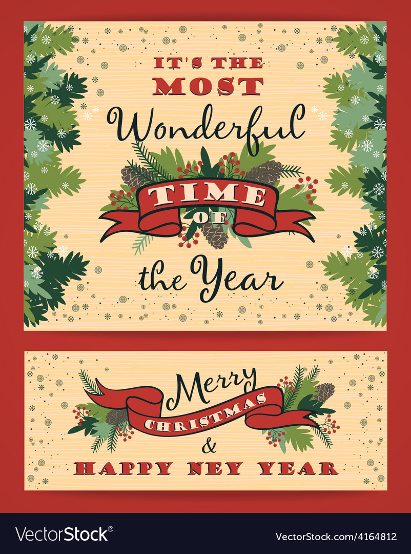 Merry Christmas Background With Typography Vector Image