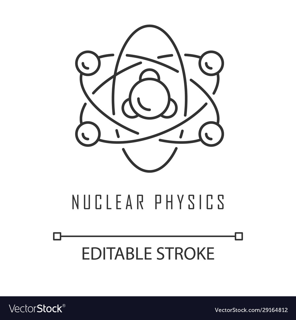 Nuclear physics linear icon atomic structure Vector Image