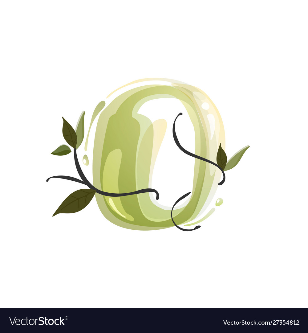 O letter watercolor hand drawn green natural logo