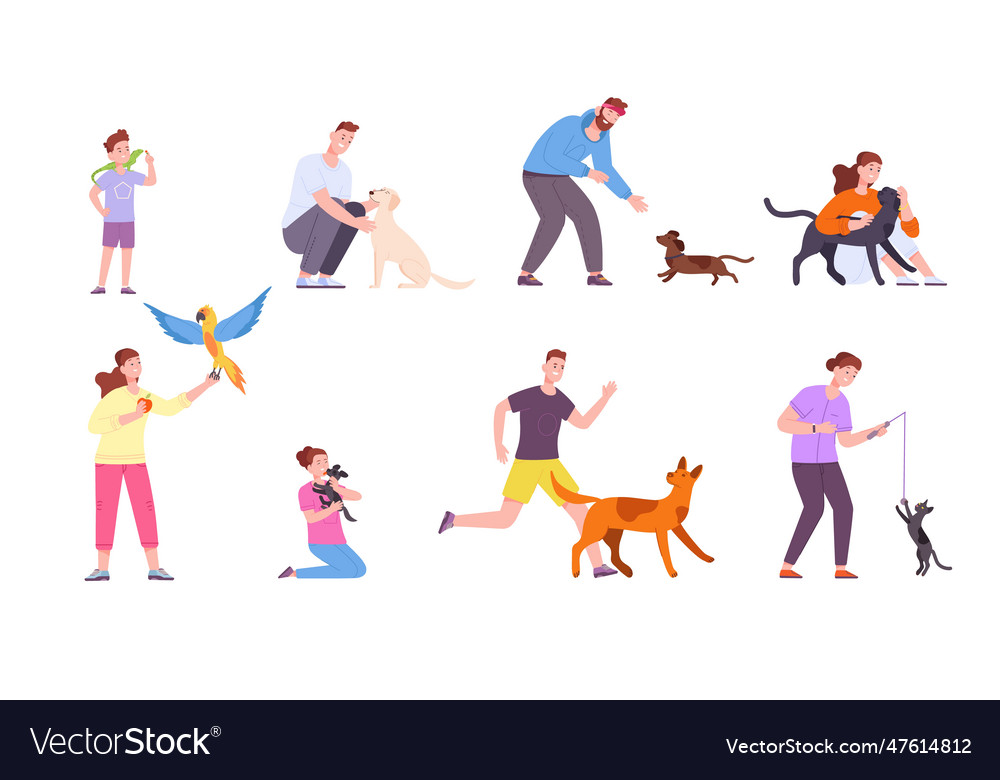 People adoption pets volunteer or pet owners Vector Image