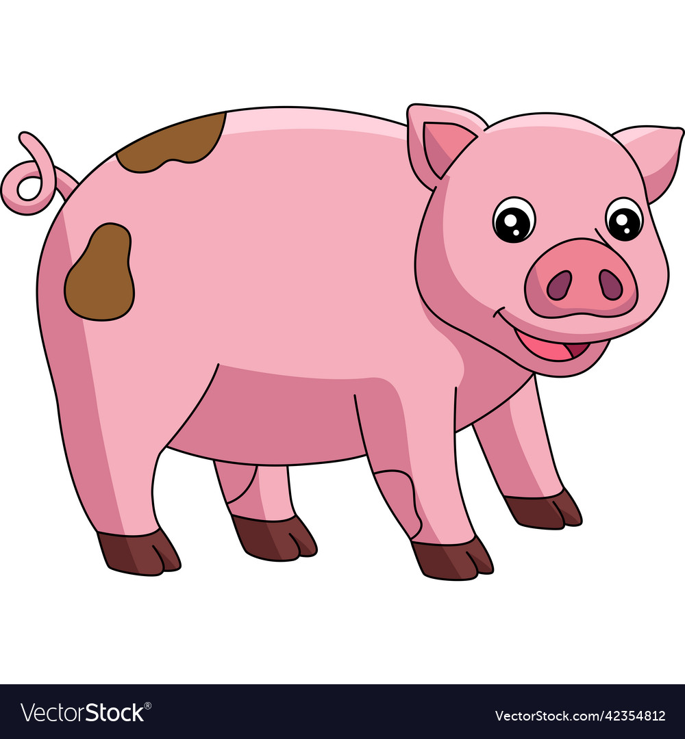 Pig cartoon colored clipart Royalty Free Vector Image