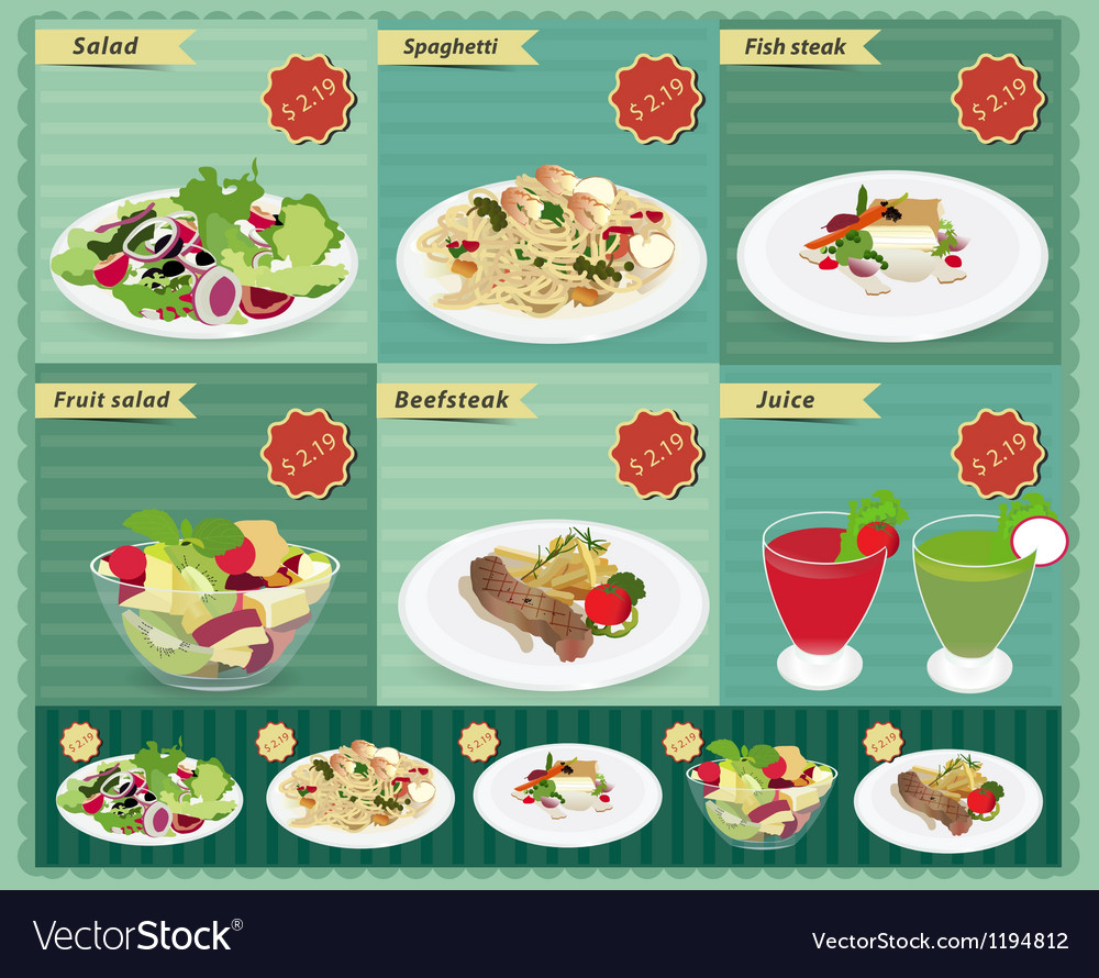 Set of food menu retro style template Royalty Free Vector