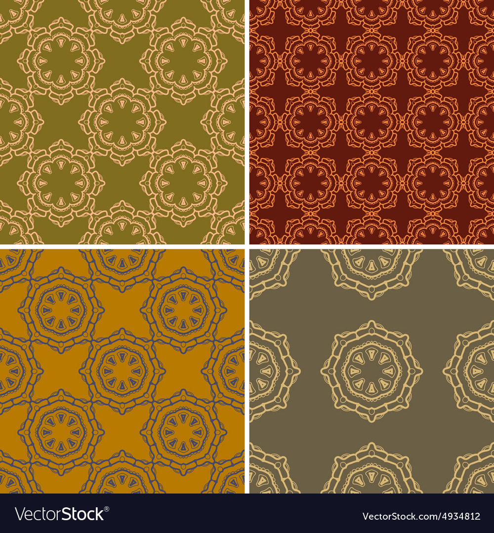 Set of four ornamental seamless pattern