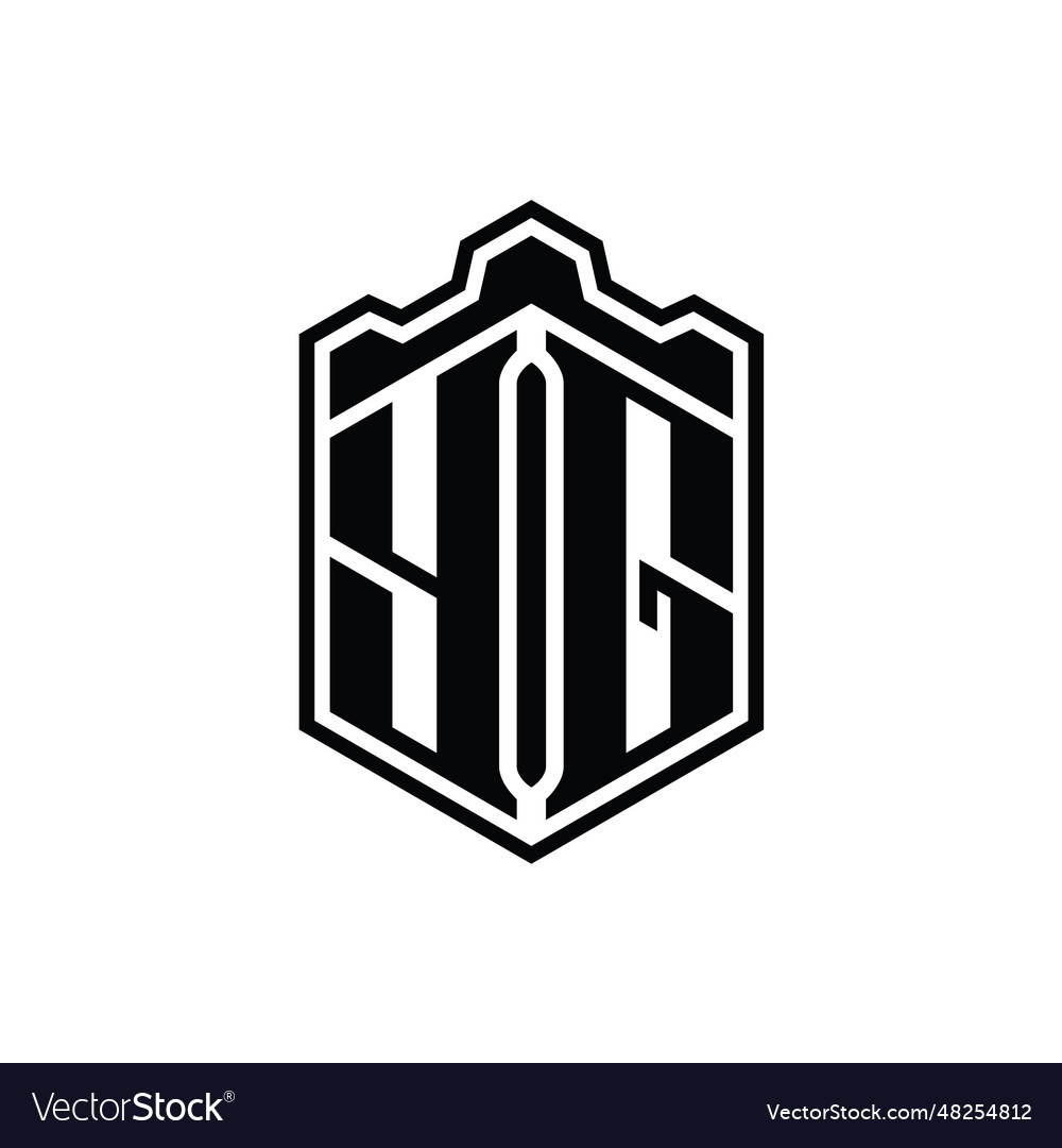 Yg letter logo monogram hexagon shield shape Vector Image