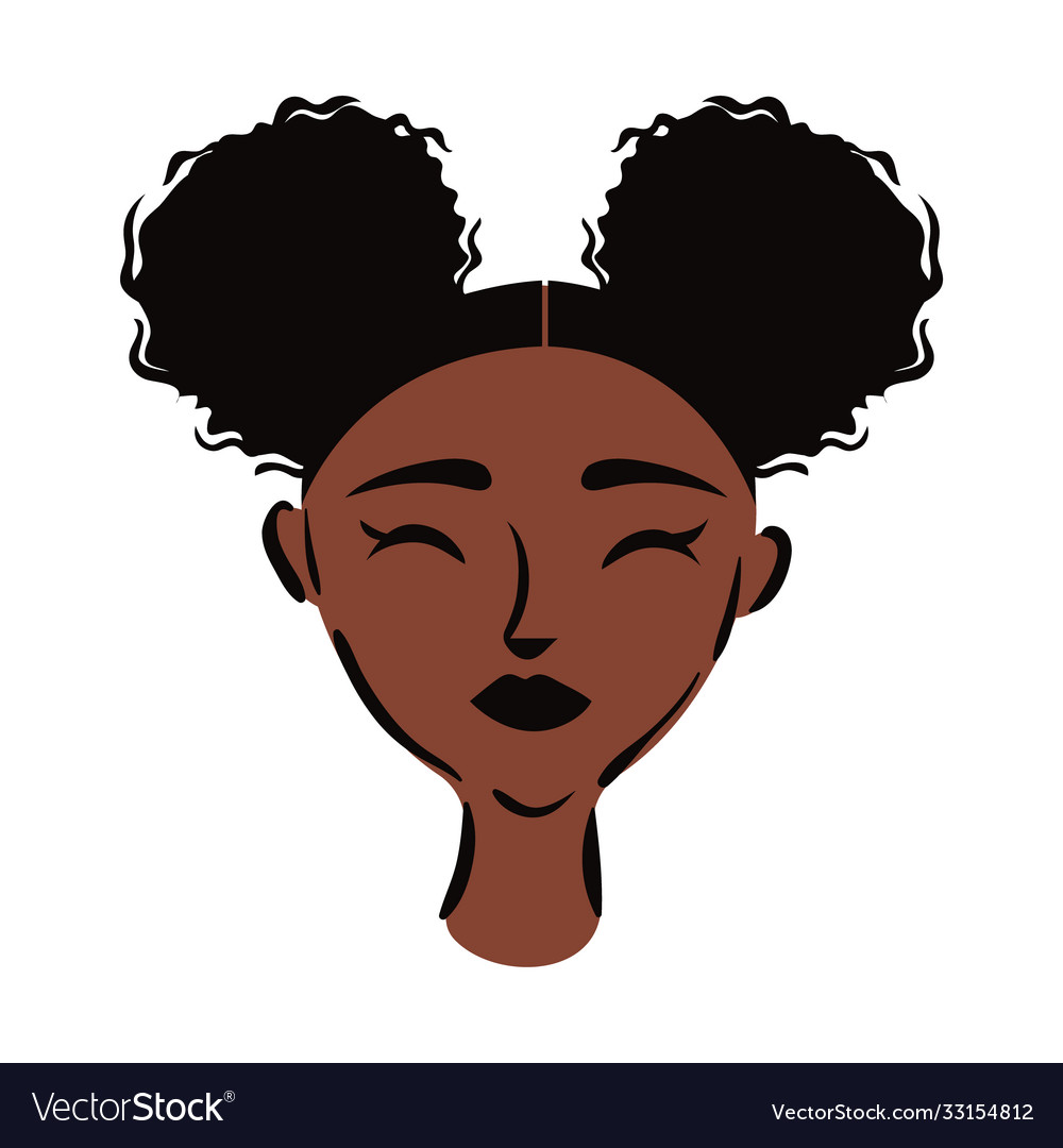 Young afro woman with hair buns flat style Vector Image