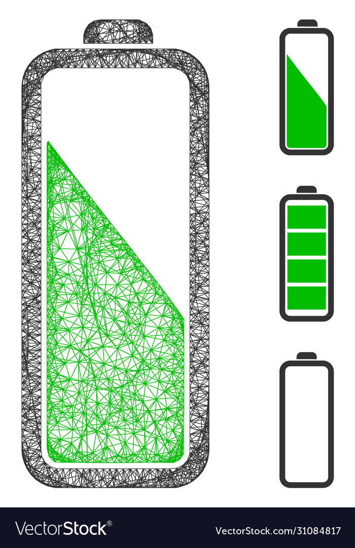 Battery level polygonal web mesh vector image Battery level polygonal web mesh