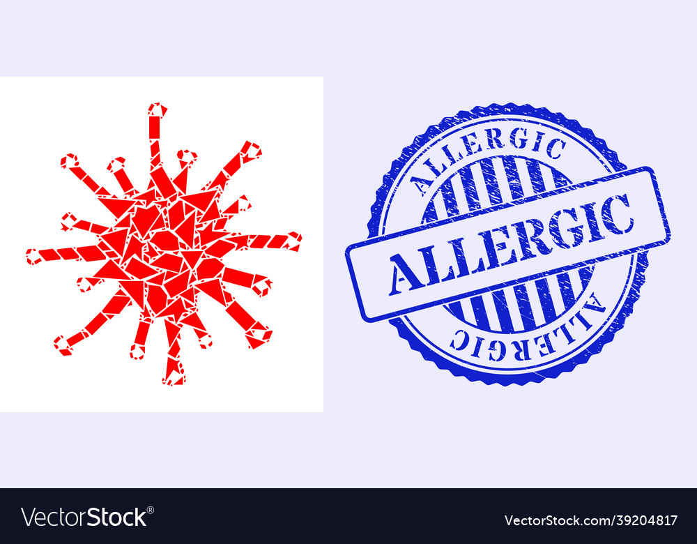 Detritus mosaic sars virus icon with allergic