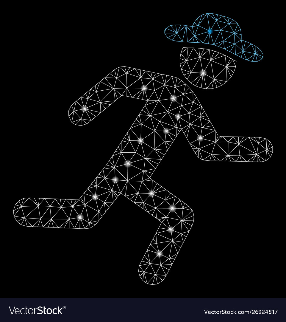 Flare mesh network running gentleman with vector image Flare mesh network running gentleman with