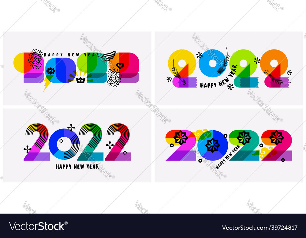 Happy new year 2022 multicolored numbers card