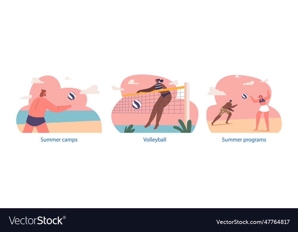 Isolated elements with characters play beach vector image Isolated elements with characters play beach