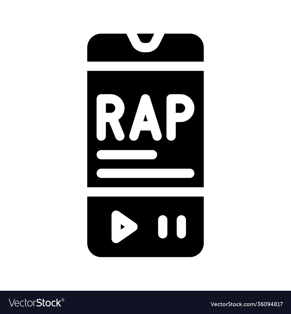 Listening rap music phone app glyph icon