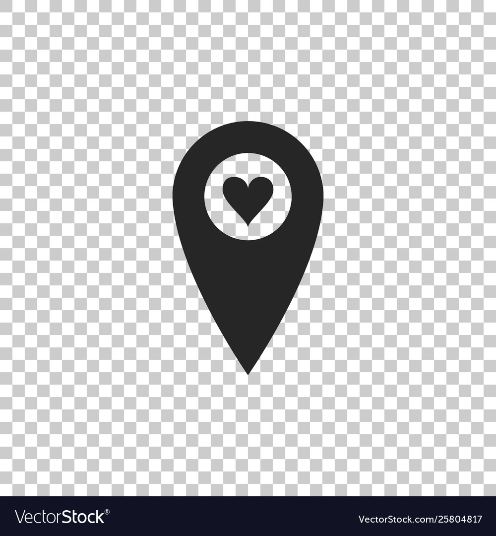 Map pointer with heart icon isolated vector image Map pointer with heart icon isolated