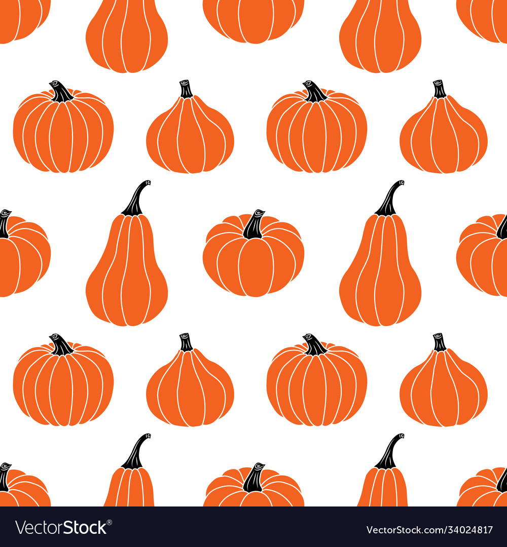 Orange pumpkins on a white background seamless