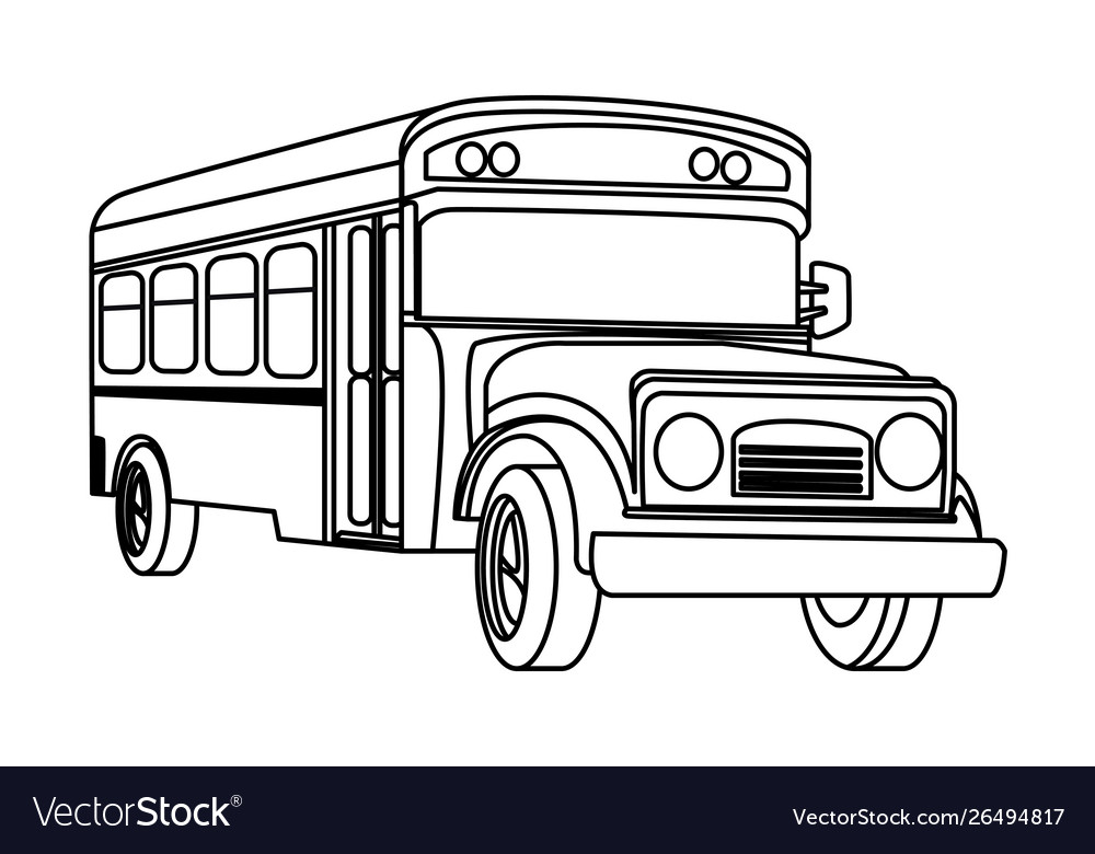 School bus vehicle isolated cartoon in black Vector Image