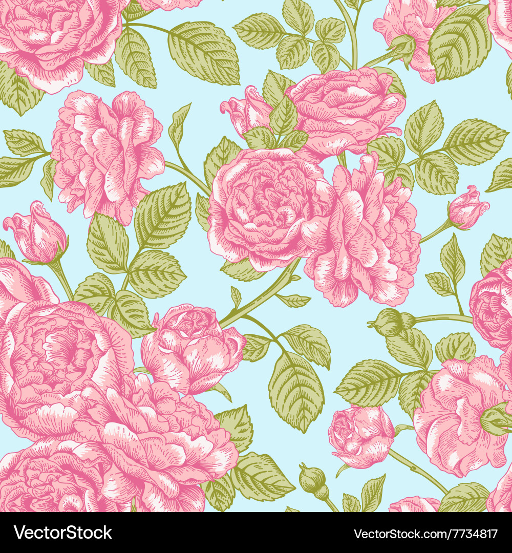 Seamless vintage pattern with roses Royalty Free Vector