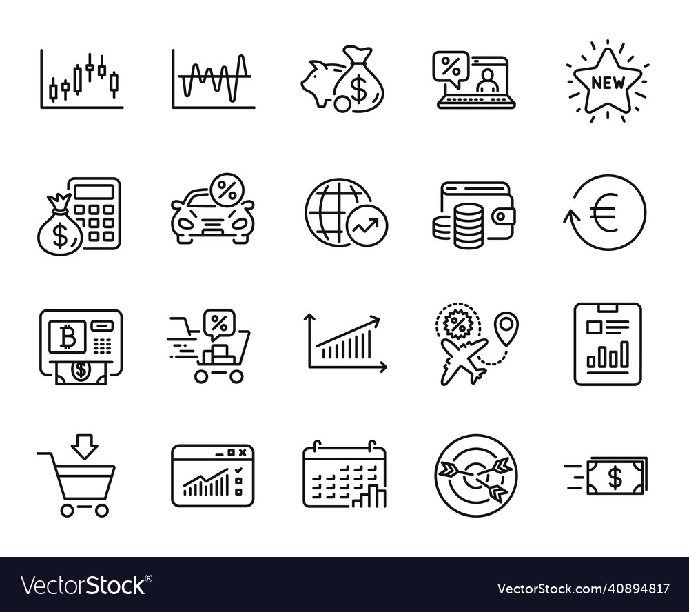 Set of piggy bank online loan and exchange