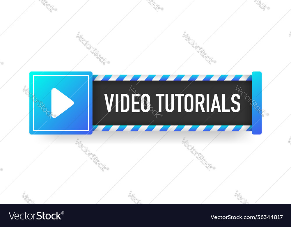 Video Tutorials blue sign striped frame banner