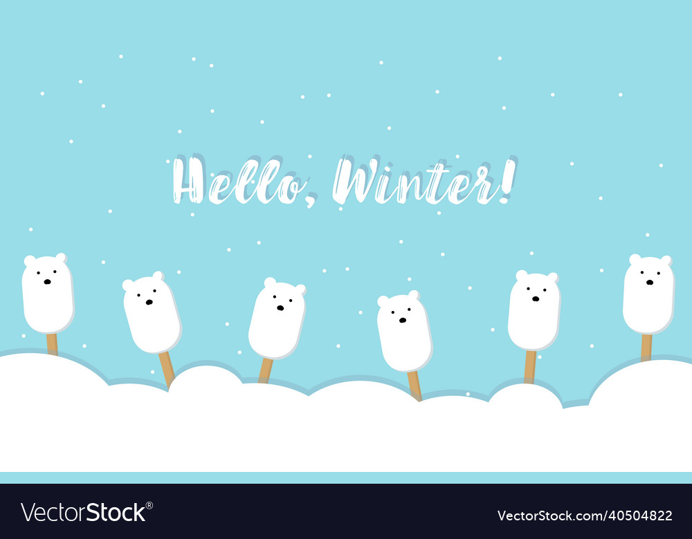 Banner hello winter blue background snowflakes ice