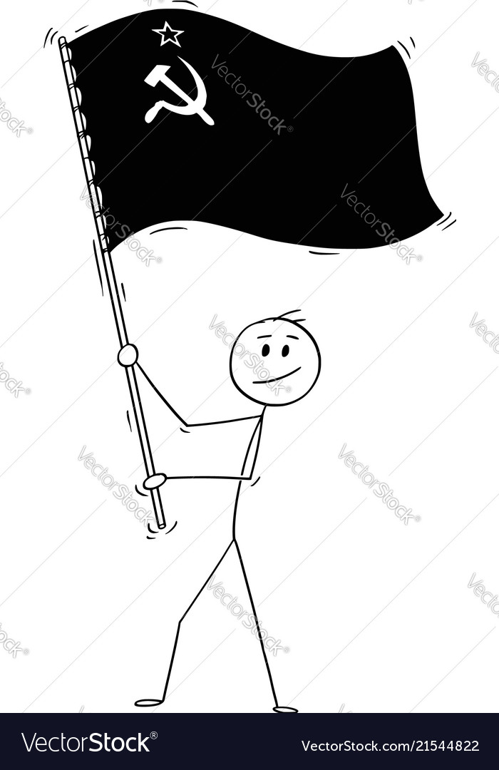 Cartoon man waving flag soviet union Royalty Free Vector