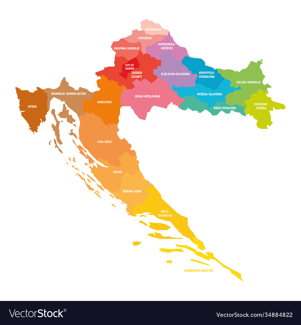 Croatia - map counties Royalty Free Vector Image