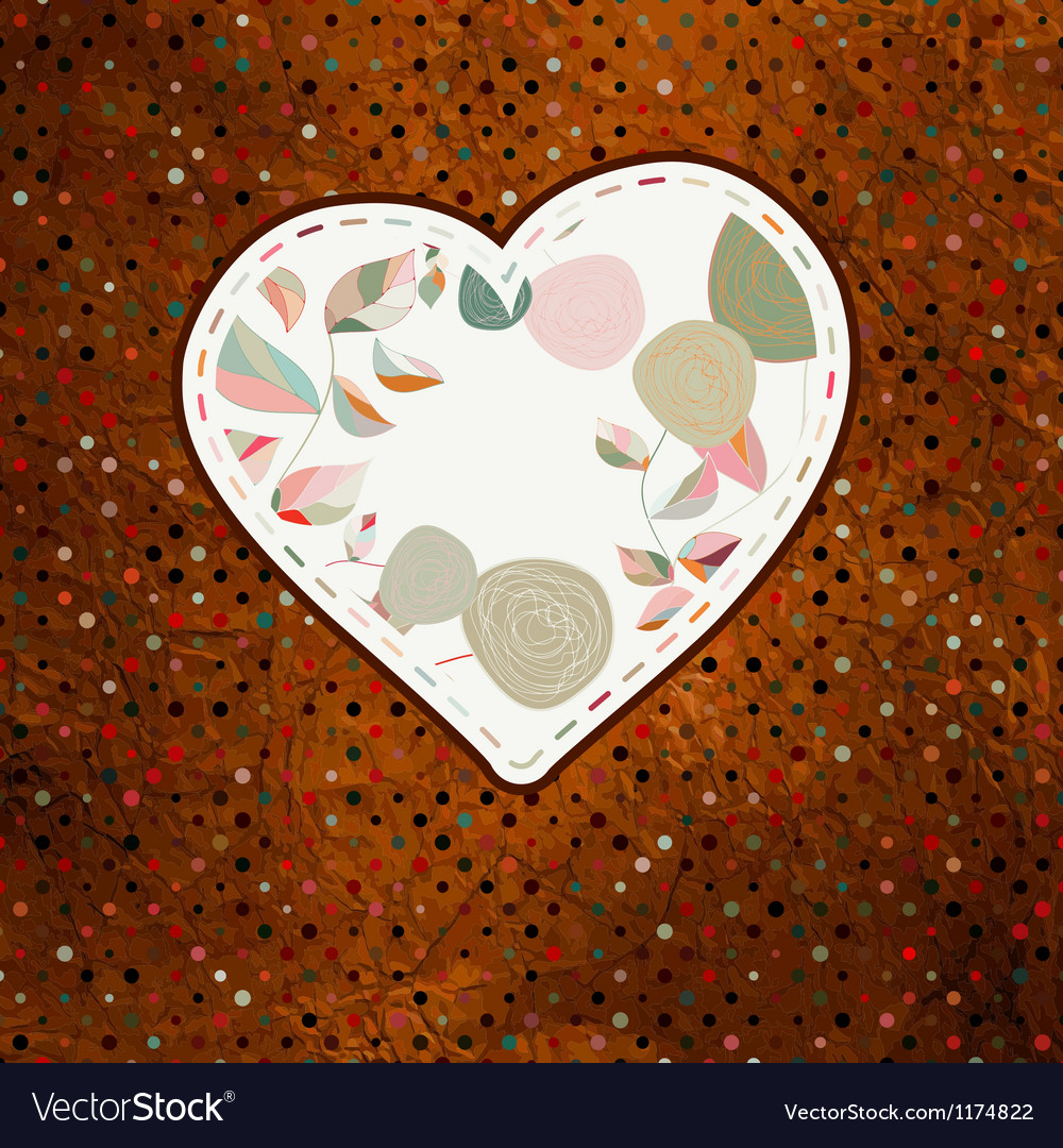 Floral heart with hand drawn flowers eps 8