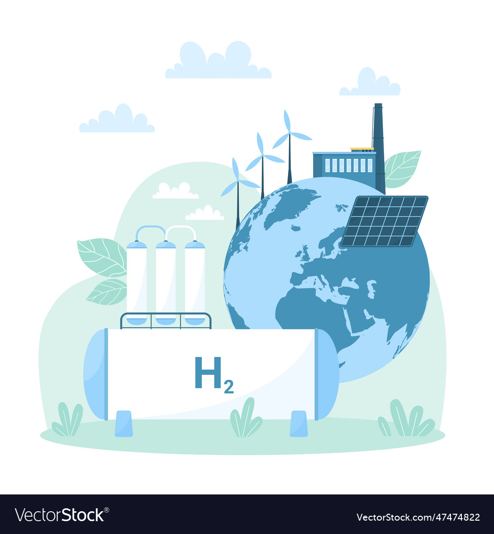 Green Hydrogen Production And Storage Renewable Vector Image