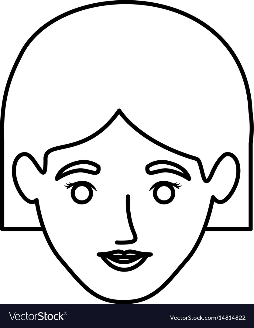 Monochrome contour smiling woman face Royalty Free Vector