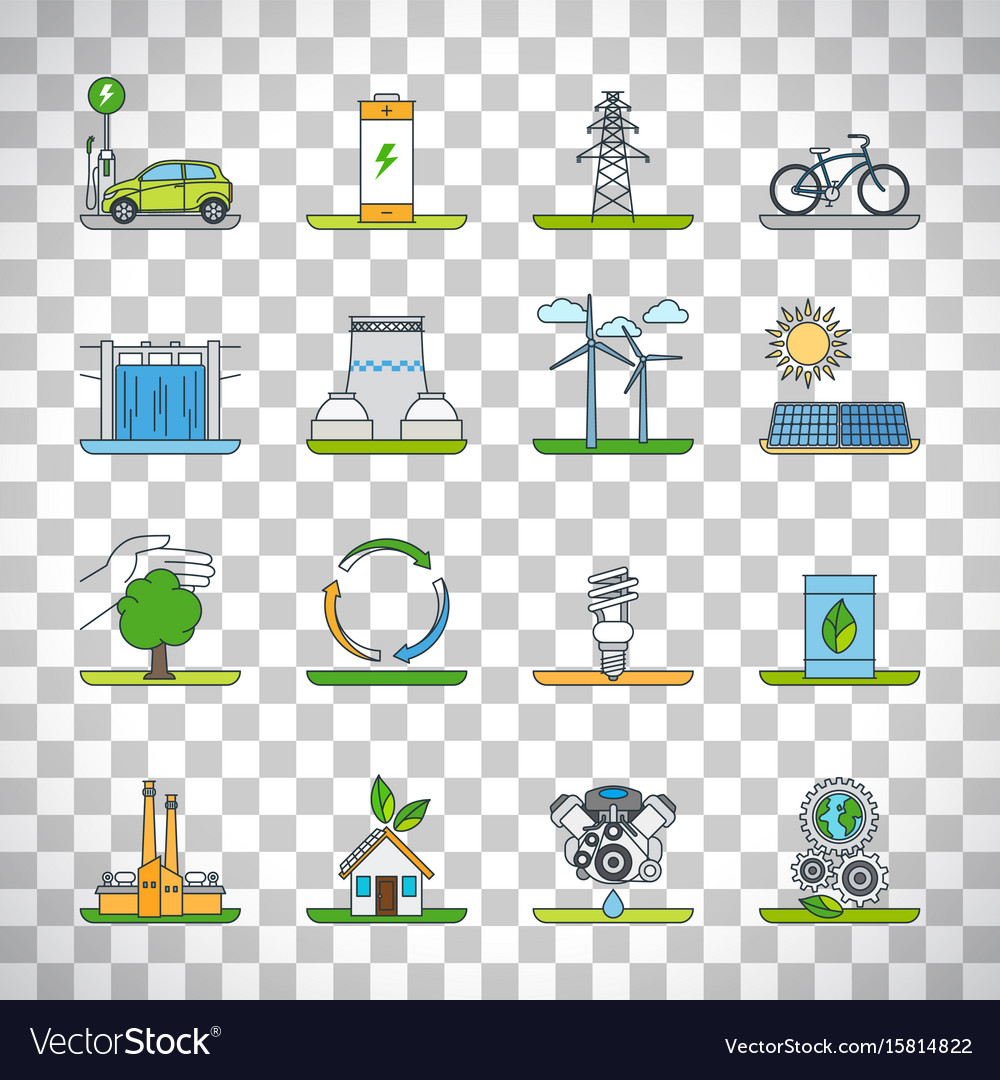 Renewable Energy Outline Icons Royalty Free Vector Image