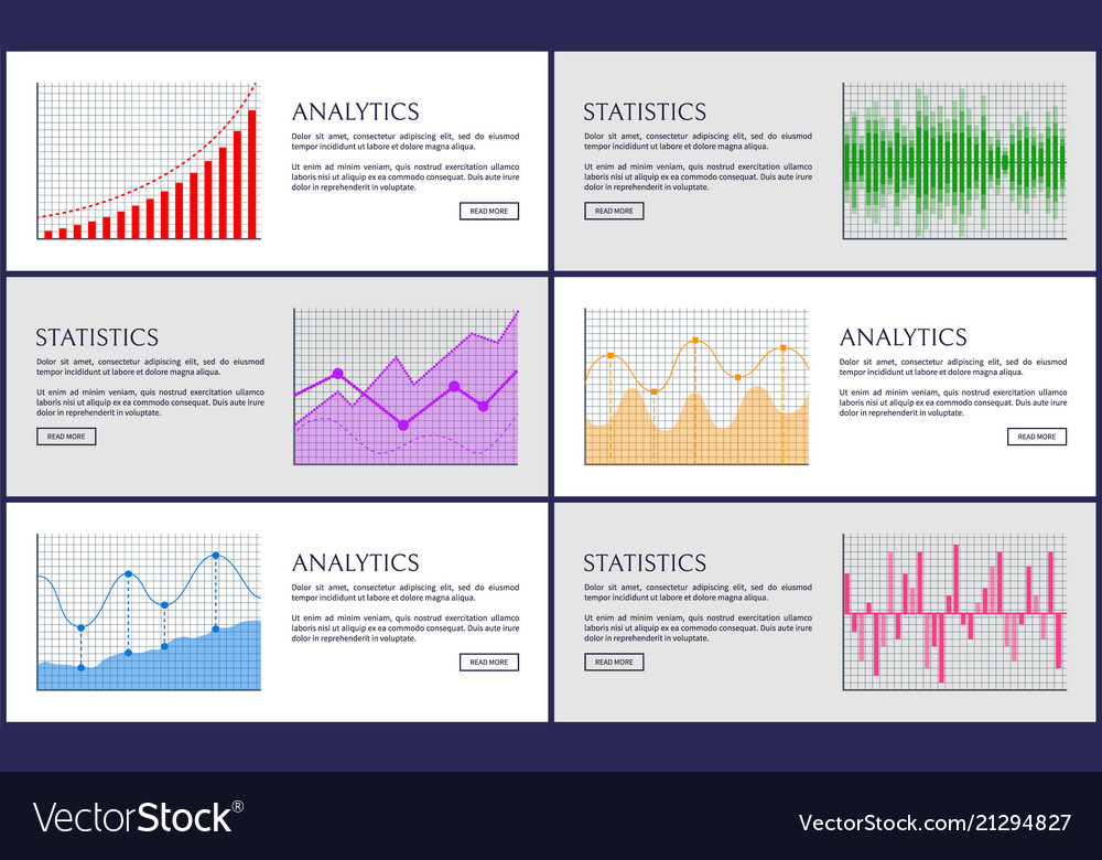 Analytics and statistics color charts collection vector image Analytics and statistics color charts collection