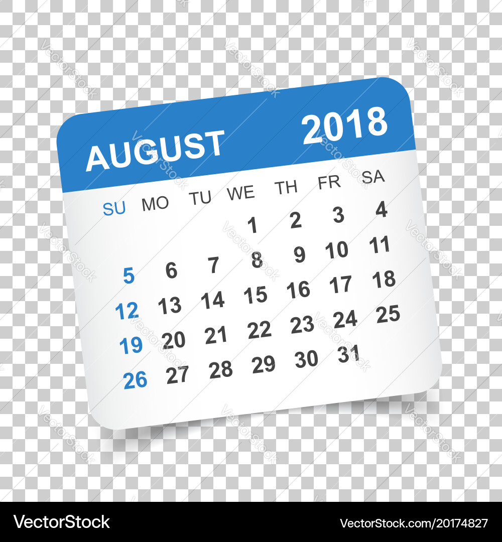 August 2018 calendar calendar sticker design Vector Image
