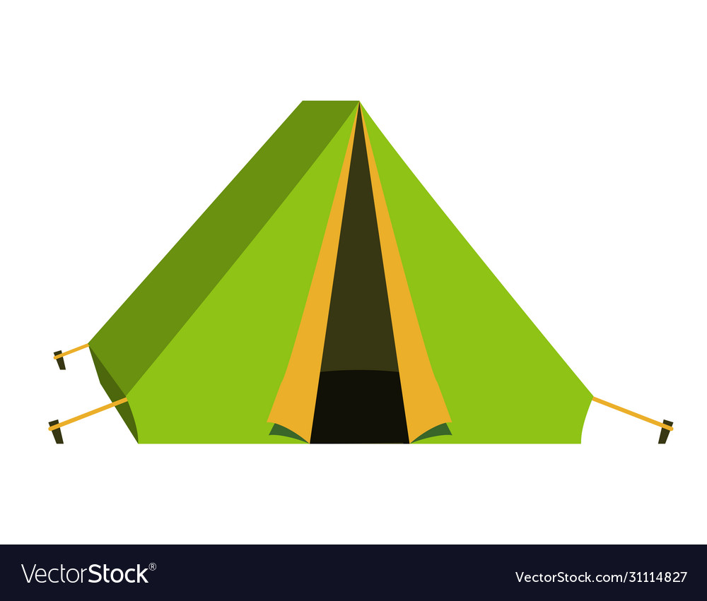 Bright green tourist tent icon isolated on white Vector Image