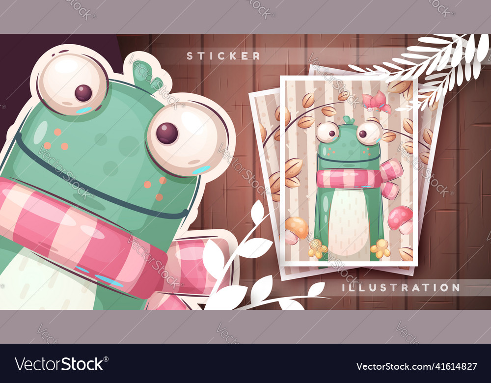 Cartoon character frog - poster template