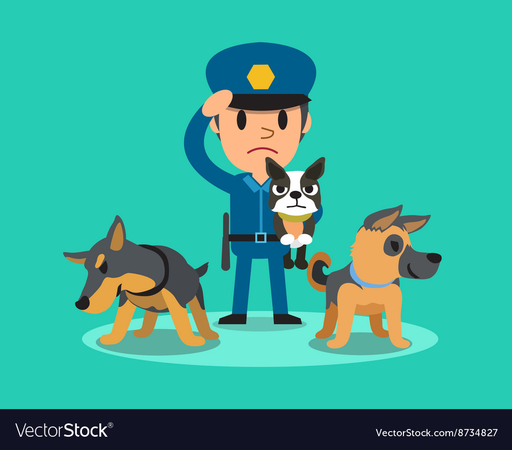 Cartoon security guard policeman with police Vector Image