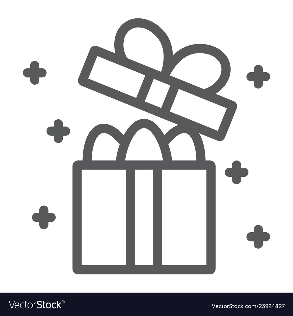 Easter gift box line icon present and