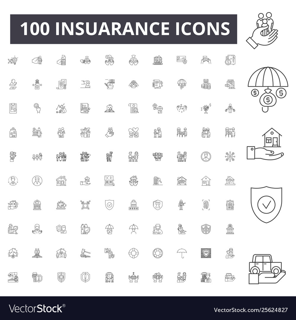 Insuarance line icons signs set outline