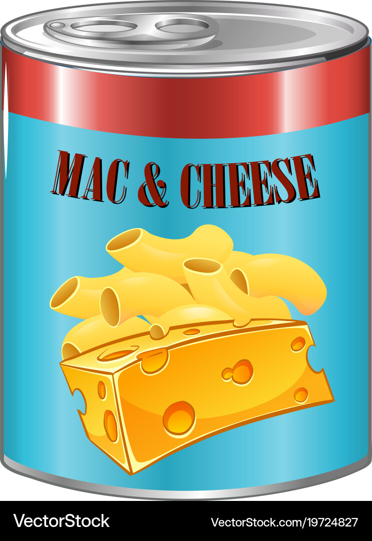 Mac and cheese in aluminum can Royalty Free Vector Image