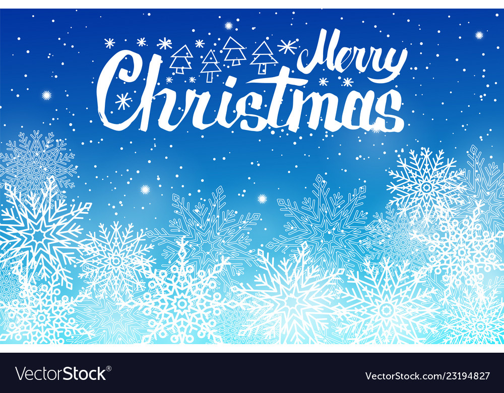 Merry christmas lettering white snowballs Vector Image