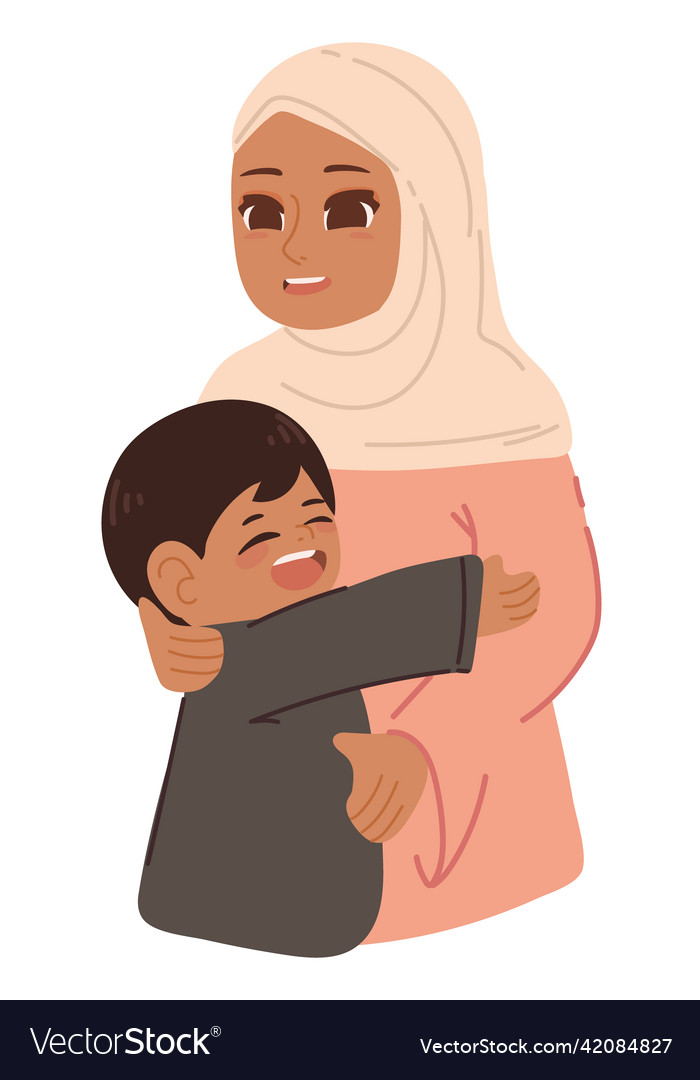 Muslim Mother And Son Royalty Free Vector Image