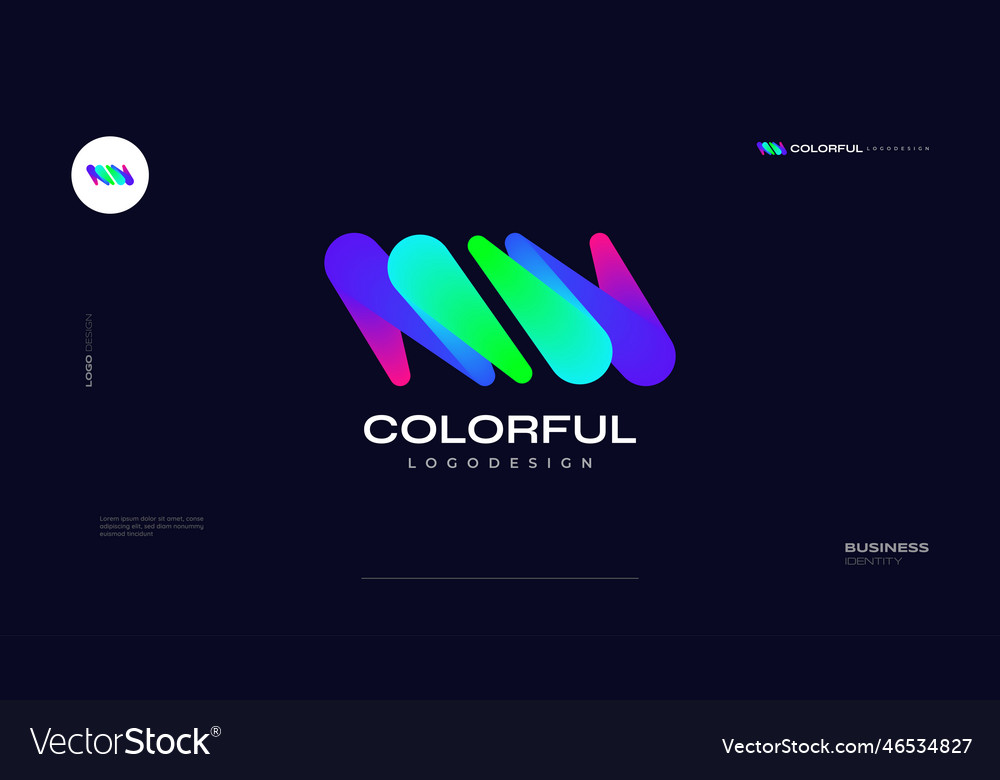 Mw or wm initial logo design with gradient style Vector Image