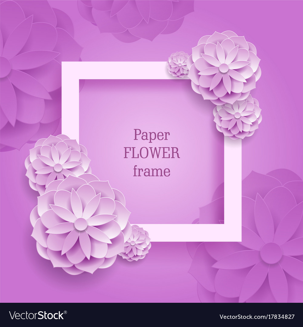 paper flower square frame silver background paper flower picture frame
