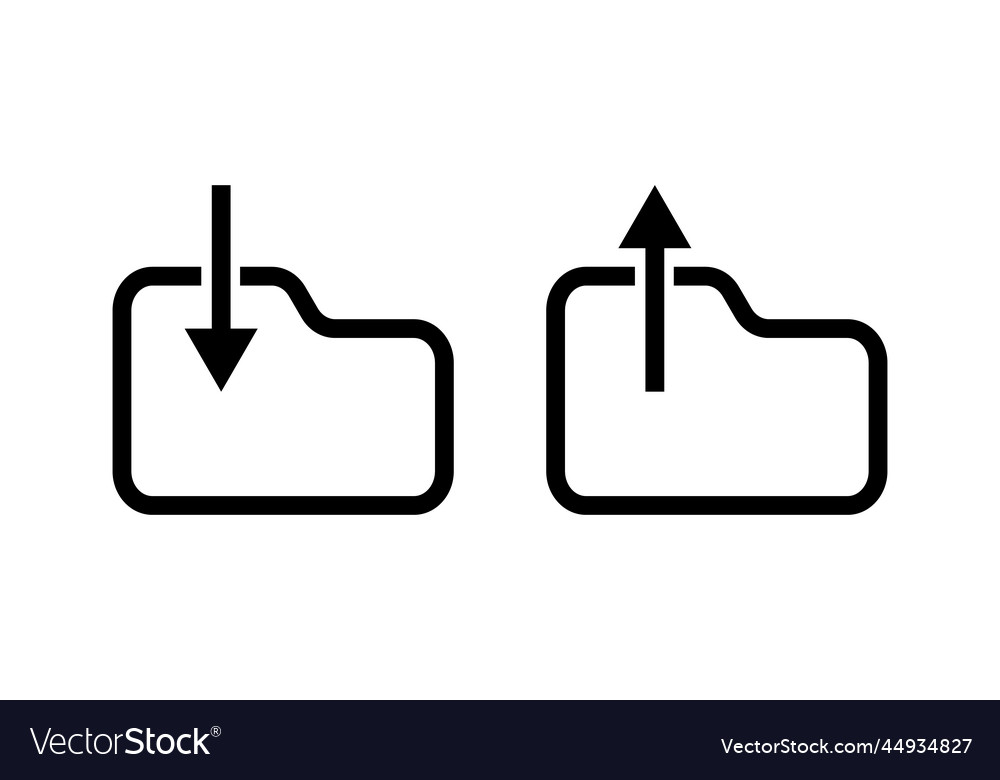 Simple data download and upload folder icon set