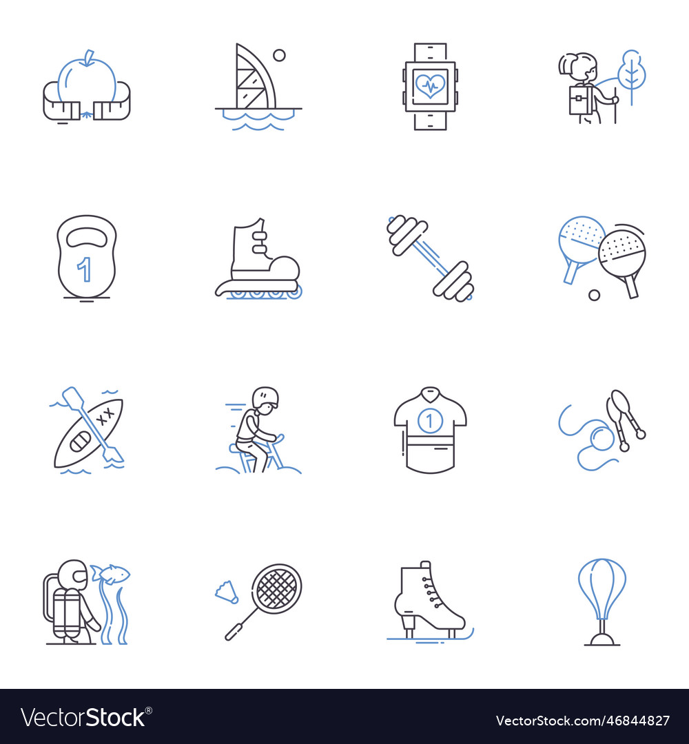 Winter activities line icons collection skiing Vector Image