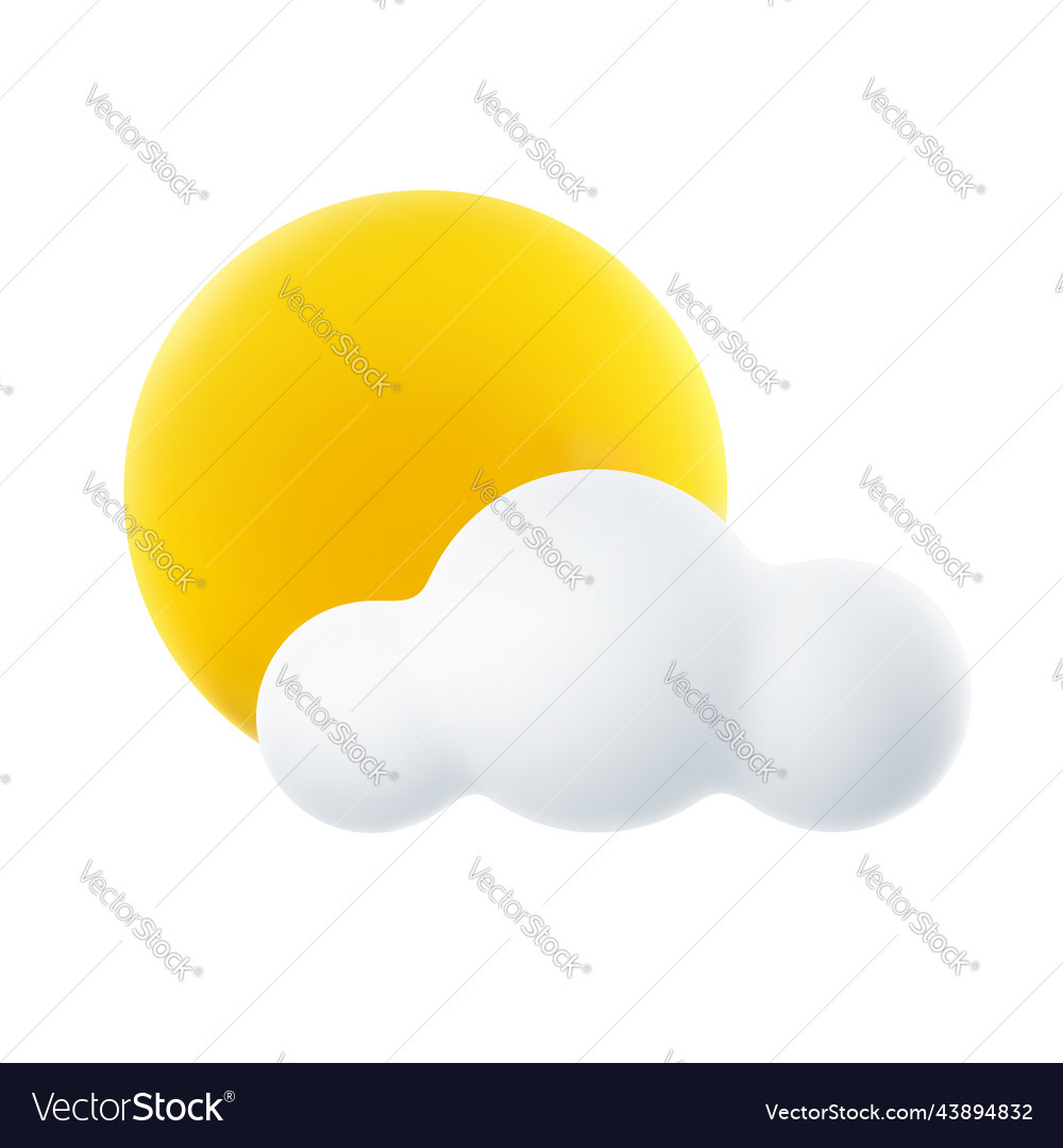 3d cartoon weather icon of partly cloudy sign