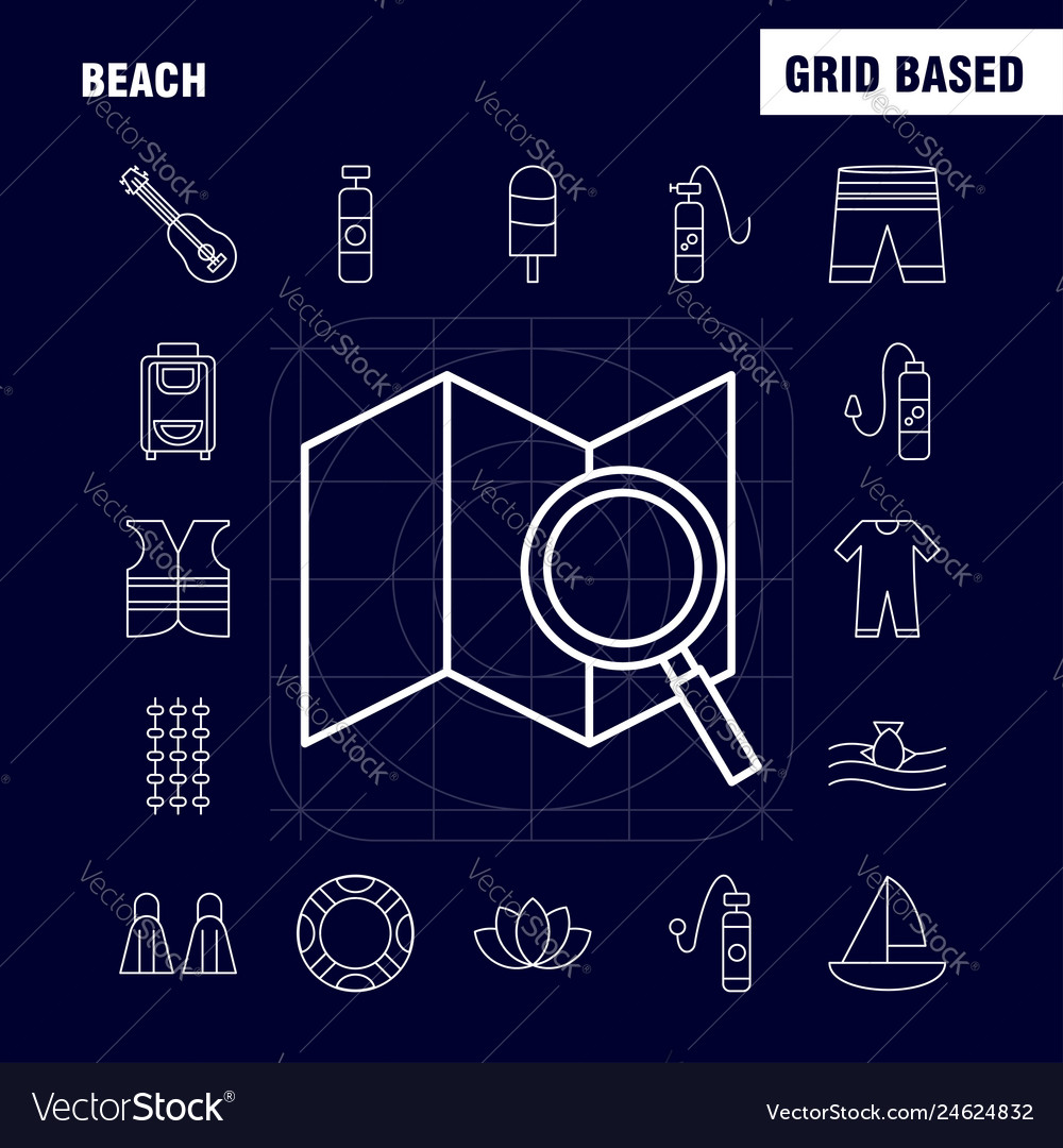 Beach line icon for web print and mobile uxui kit vector image Beach line icon for web print and mobile uxui kit