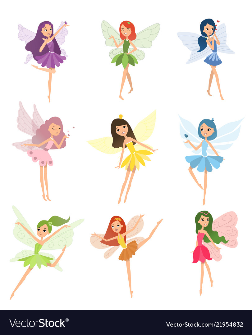 Beautiful fairy dances in her colorful outfits Vector Image